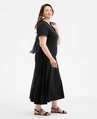 Style & Co Plus Solid Short-Sleeve Maxi Dress, Exclusively at Macy's