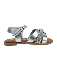 Bebe Little Girls Flat with Rhinestone and Heart Charm Sandals