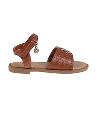 Bebe Little Girls Embossed Flat with Medallion Hardware Sandals