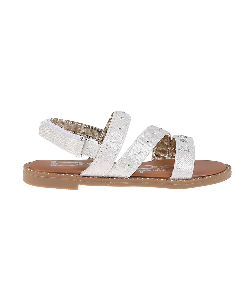 Bebe Little Girls Flat with Rhinestone and Ornamentation Sandals