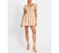 En Saison Women's Kimberly Shirred Mini Dress