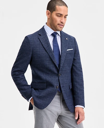 Ted by Baker Men's Modern-Fit Navy Boucle Plaid Sport Coat