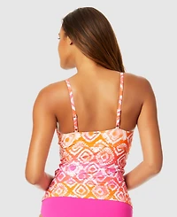 Anne Cole Women's Tie Dye Foulard Underwire Drape-Front Tankini Top