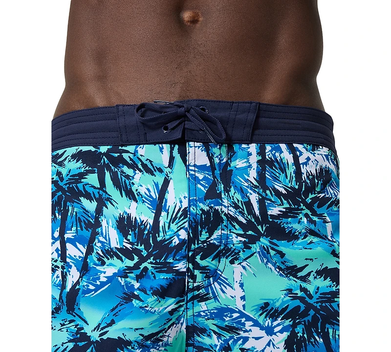 Speedo Men's Hawaiian Sky Bondi Basin Palm Print Drawstring 9" Boardshorts