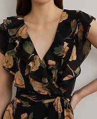 Lauren Ralph Women's Floral Ruffle-Trim Georgette Gown