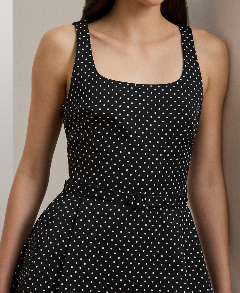 Lauren Ralph Lauren Women's Polka-Dot Belted Faille Cocktail Dress