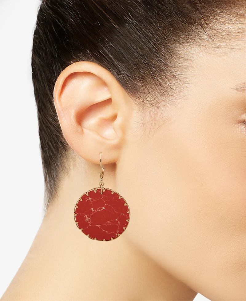 lonna & lilly Gold-Tone Stone Disc Drop Earrings