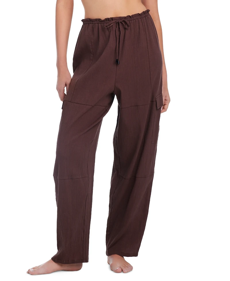 Sanctuary Women's Coastal Covers Crinkle Cotton Baggy Barrel Cargo Pants