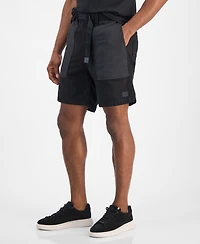 Hugo Boss Men's Gabri Relaxed Fit Belted Mixed Media 7" Shorts