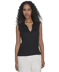 Calvin Klein Women's Johnny-Collar Sleeveless Sweater