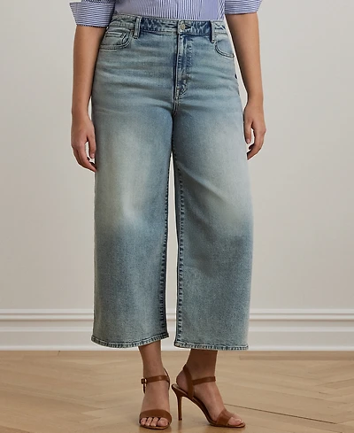 Lauren Ralph Plus High-Rise Wide-Leg Cropped Jeans