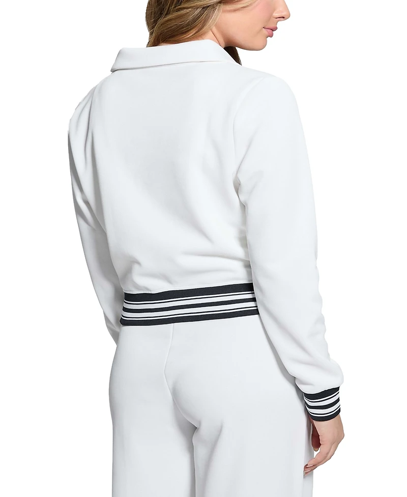 Guess Women's Amaryllis Front-Zip Stripe-Trim Cardigan