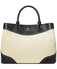 Lauren Ralph Lauren Marcy Straw & Leather Satchel