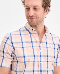 Club Room Men's Hall Short Sleeved Plaid Button-Down Shirt, Exclusively at Macy's