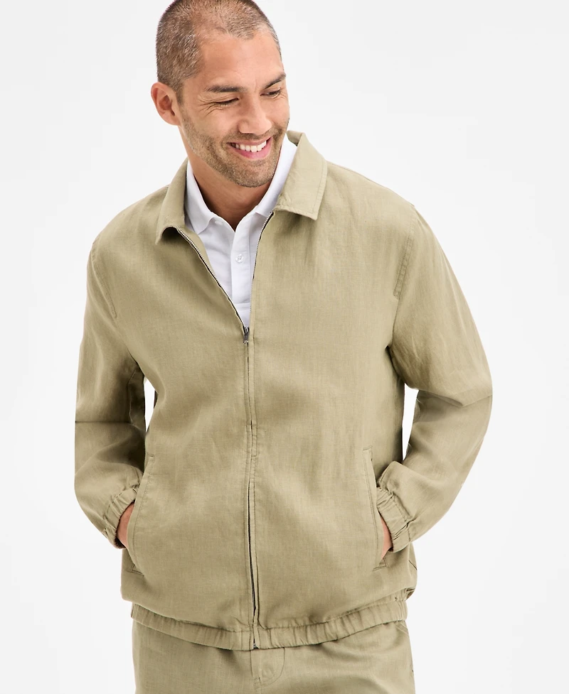 Club Room Men's Linen Zip-Front Bomber Jacket, Exclusively at Macy's