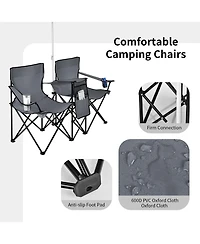 Portable Folding Picnic Double Chair With Umbrella