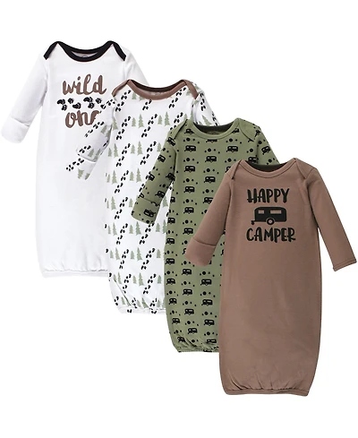 Luvable Friends Baby Boys Unisex Ultra-Soft Interlock Fabric 4-Pack Gowns