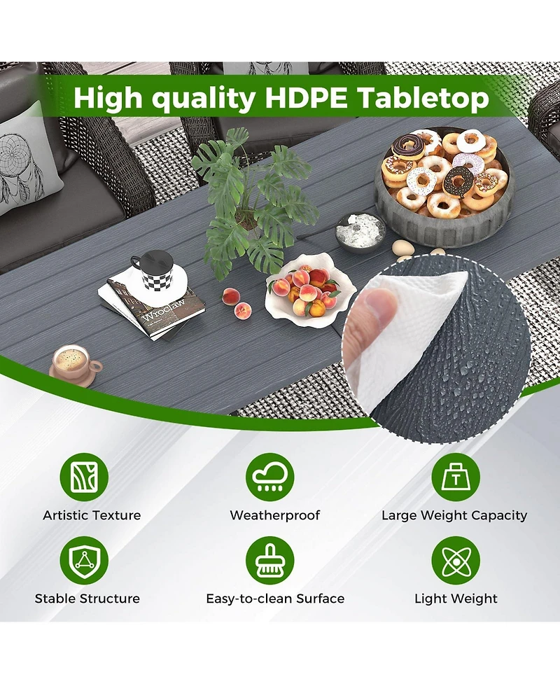 6 ft Portable Folding Table 350 Lbs Fold-in-Half Table with Hdpe Tabletop