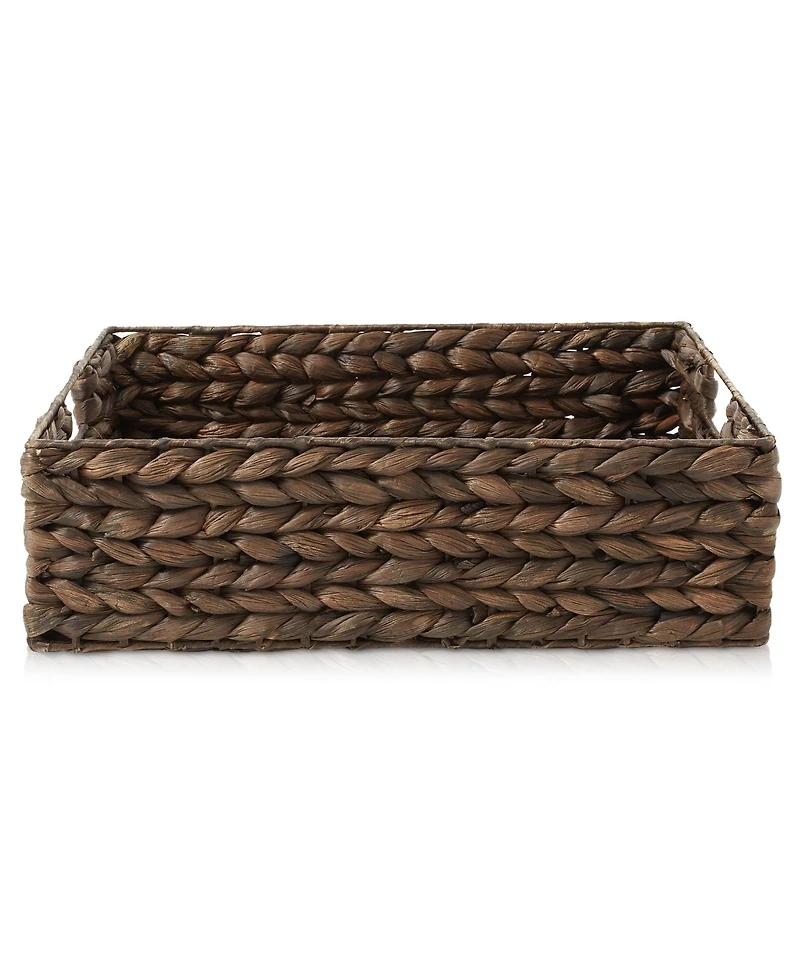Casafield (Set of 4) Water Hyacinth 12-1/2"x17"x5" Pantry Baskets w/ Chalkboard Labels and Marker