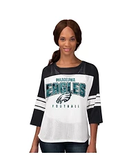 G-iii 4Her by Carl Banks Women's Black Philadelphia Eagles First Team 3/4-Sleeve Mesh T-Shirt