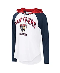 G-iii 4Her by Carl Banks Women's White Florida Panthers Vip Raglan Long Sleeve Hoodie T-Shirt