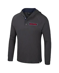 Colosseum Men's Charcoal Arizona Wildcats DuJour Raglan Long Sleeve Henley Hoodie T-Shirt
