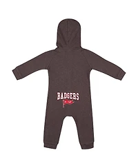Colosseum Baby Boys and Girls Charcoal Wisconsin Badgers Zando-Zan Waffle Full-Snap Hooded Romper