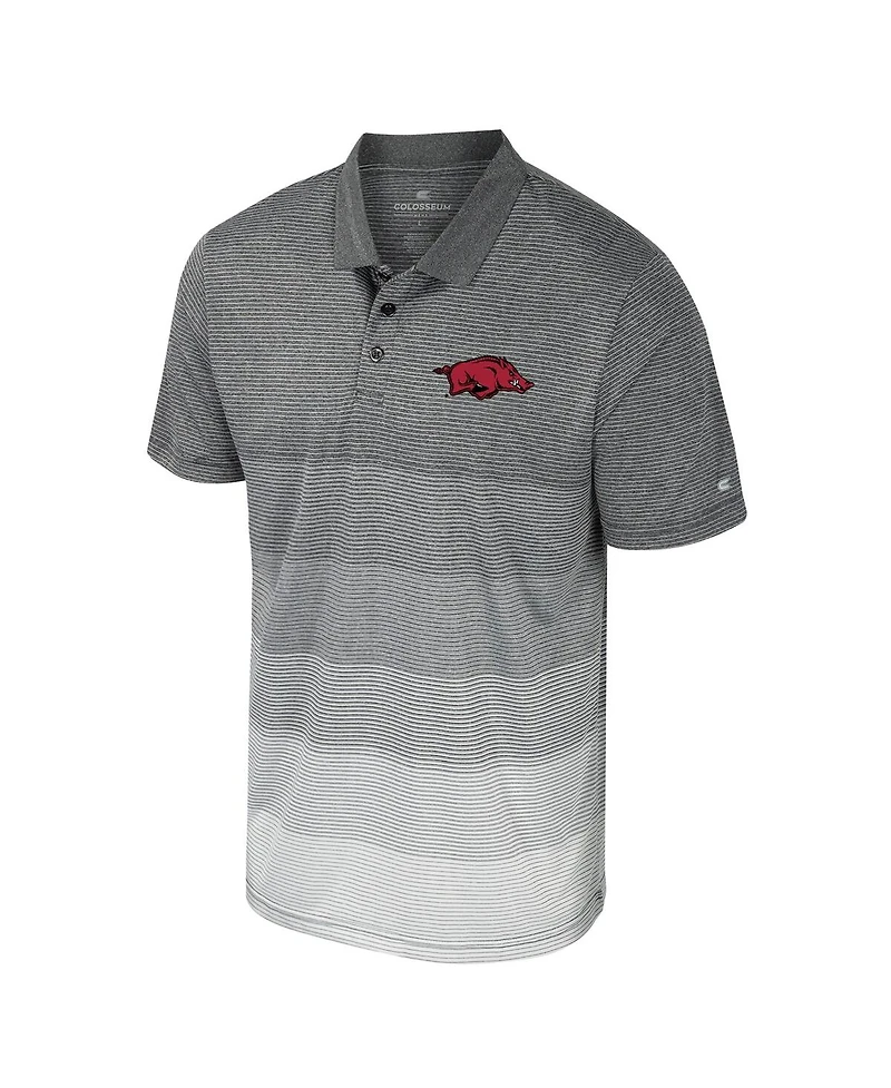 Colosseum Men's Gray Arkansas Razorbacks Striped Mesh Polo Shirt