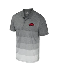 Colosseum Men's Gray Arkansas Razorbacks Striped Mesh Polo Shirt