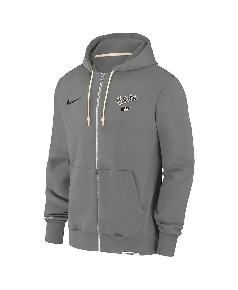 Nike Men's Charcoal Baltimore Orioles Authentic Collection Travel Performance Full-Zip Hoodie