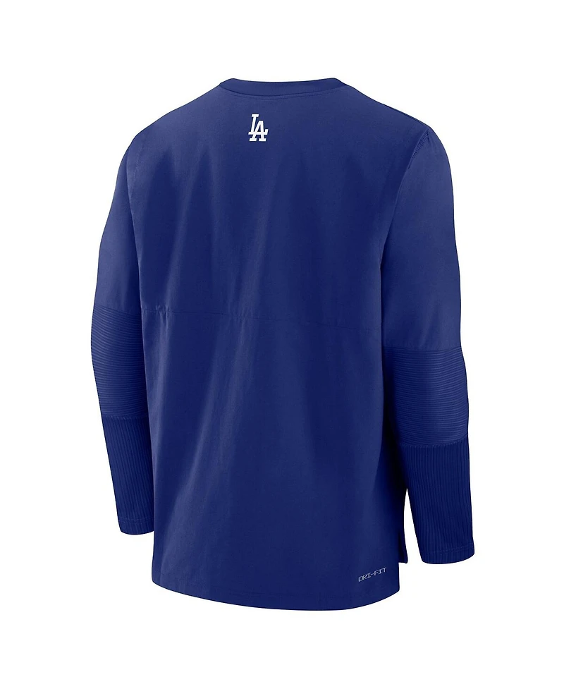 Nike Men's Royal Los Angeles Dodgers Authentic Collection Lightweight Player Tri-Blend Performance Pullover Sweatshirt