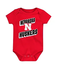 Outerstuff Newborn Scarlet Nebraska Huskers Sunday Comics Bodysuit 3-Pack