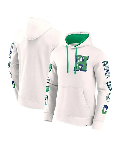Fanatics Men's White Hartford Whalers Vintage Letterman Pullover Hoodie