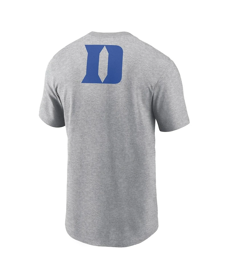 Nike Men's Heather Gray Duke Blue Devils Campus 2-Hit Primary Mascot T-Shirt