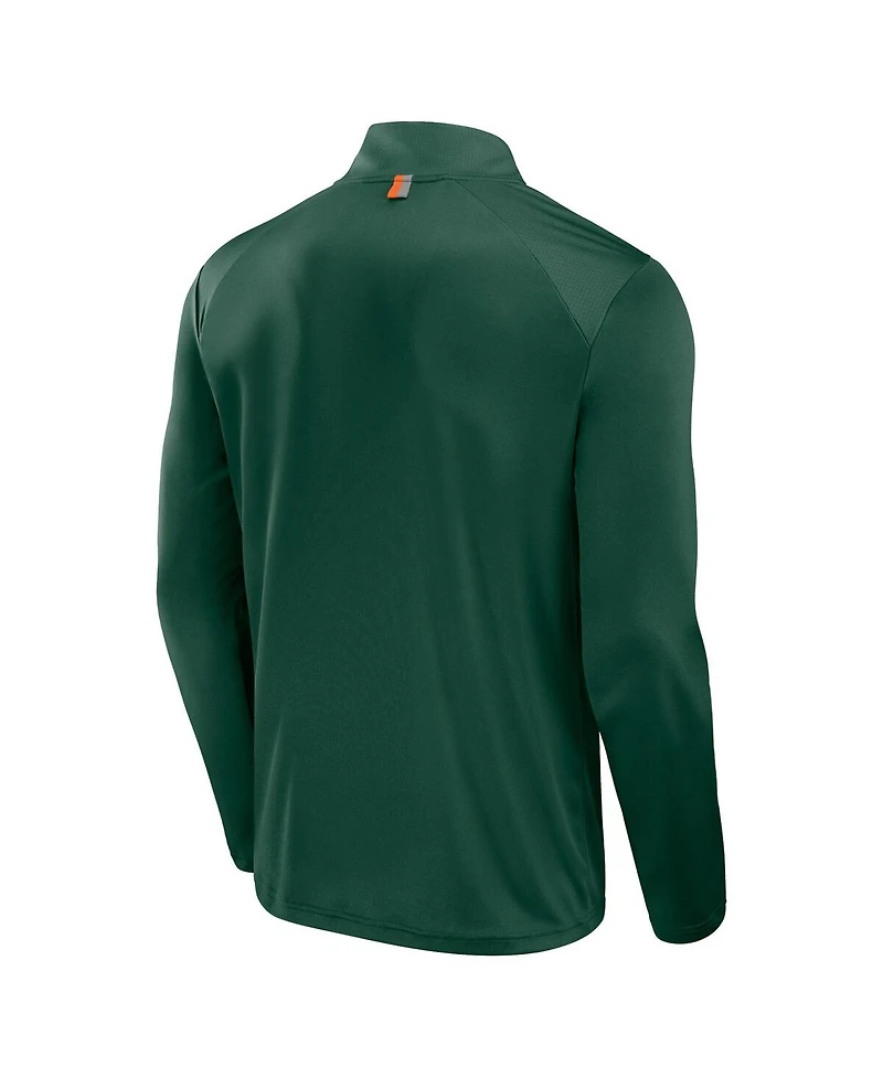Fanatics Men's Green Miami Hurricanes Fundamental Defender Quarter-Zip Sweatshirt