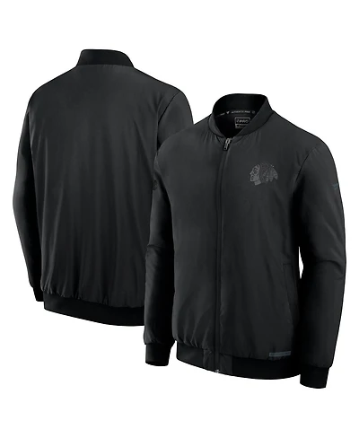 Fanatics Men's Black Chicago Blackhawks Authentic Pro Road Full-Zip Bomber Jacket