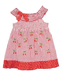 Rare Editions Baby Girls Cherry Seersucker Dress
