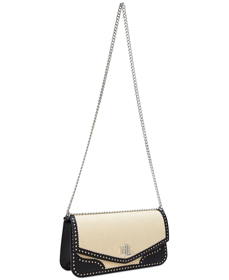 Lauren Ralph Lauren Straw & Leather Sawyer Bag