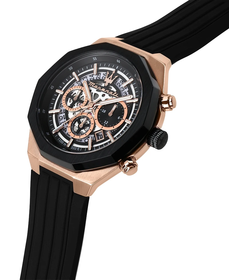 Maserati Men's Chronograph Black Silicone Watch, 45mm