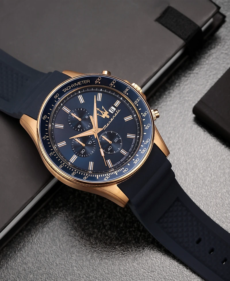 Maserati Men's Chronograph Blue Silicone Watch, 44mm