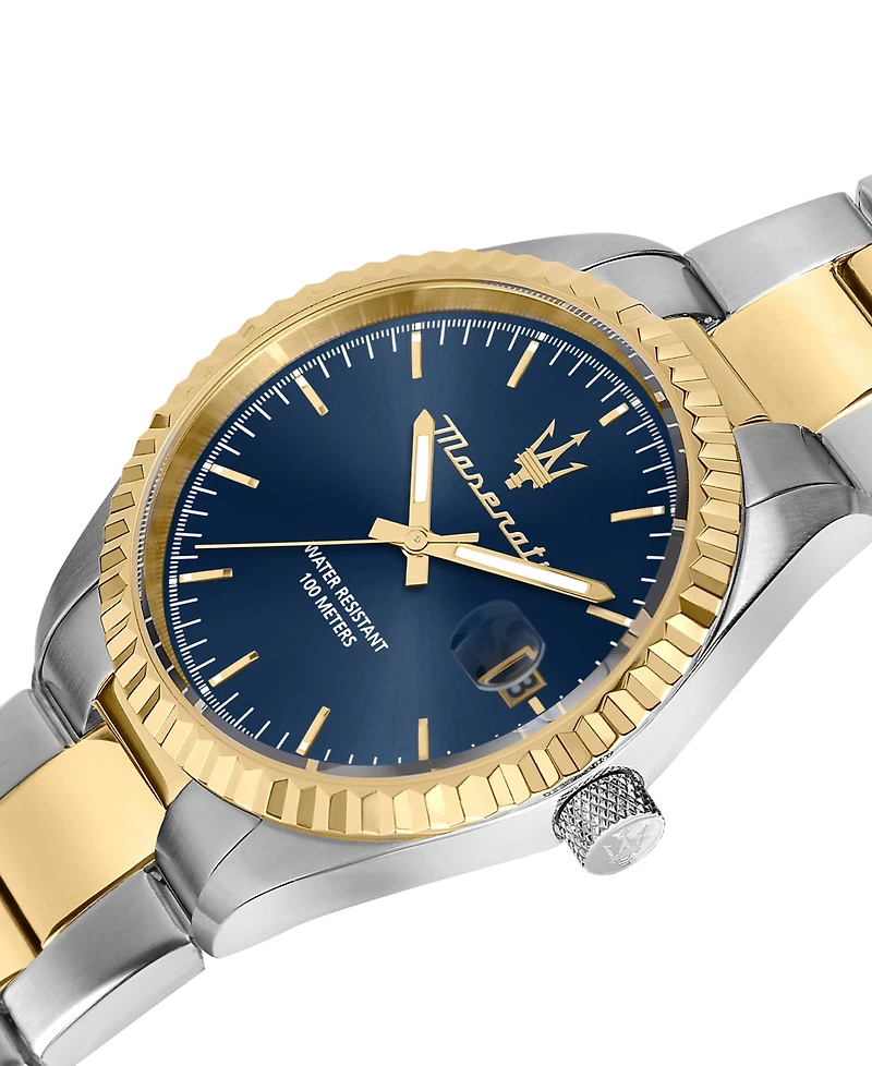 Maserati Men's Date Two-Tone Metal Band Watch, 43mm