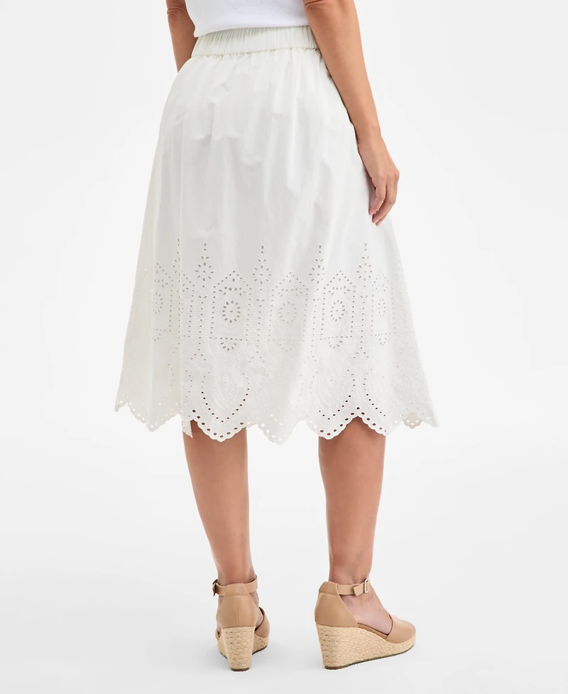 Style & Co Petite Cotton Eyelet-Hem Skirt, Exclusively at Macy's