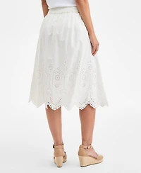 Style & Co Petite Cotton Eyelet-Hem Skirt, Exclusively at Macy's