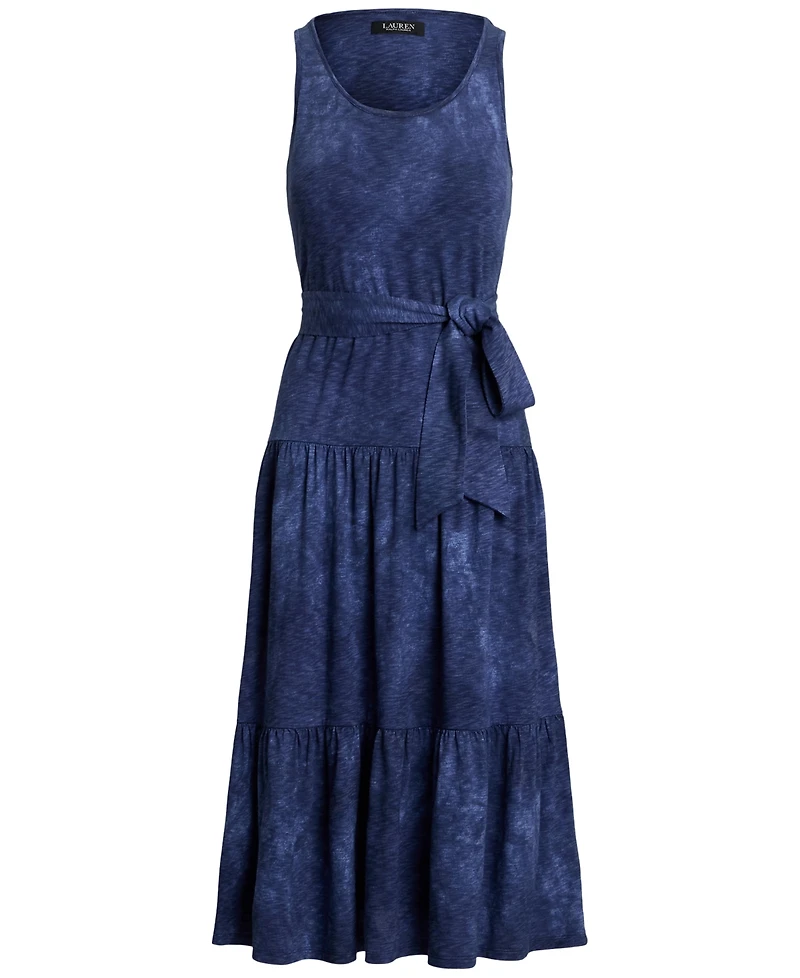 Lauren Ralph Lauren Women's Print Belted Slub Jersey Tiered Dress