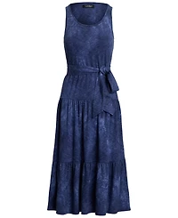Lauren Ralph Lauren Women's Print Belted Slub Jersey Tiered Dress