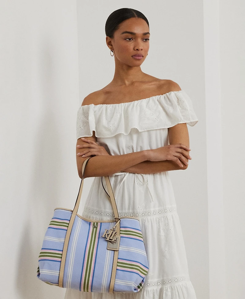 Lauren Ralph Lauren Striped Twill Extra-Large Emerie Tote