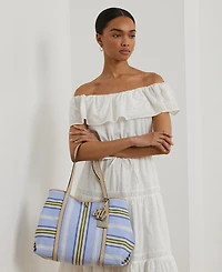 Lauren Ralph Lauren Striped Twill Extra-Large Emerie Tote