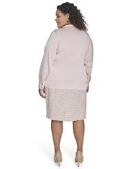 Calvin Klein Plus Solid Charmeuse Split-Neck Blouse