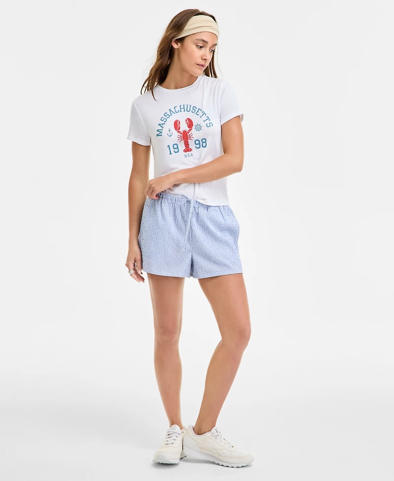 Hippie Rose Juniors' Striped Drawstring Shorts