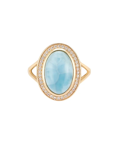 Adornia Fine Larimar Halo Ring 14k gold vermeil